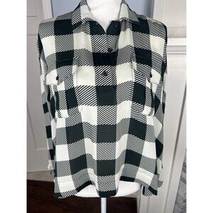 Rag & Bone Blouse Womens SZ Small Black Cream Plaid Silk Oversize Flowy Crop Top